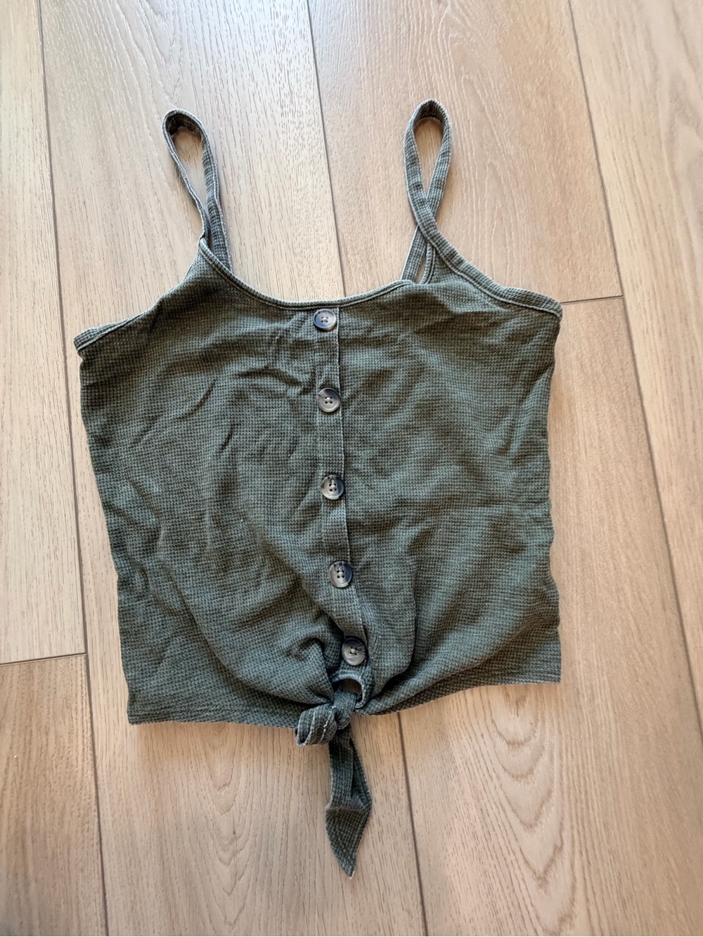 American Eagle Outfitters Olive Green Button-Front Tie Cami
